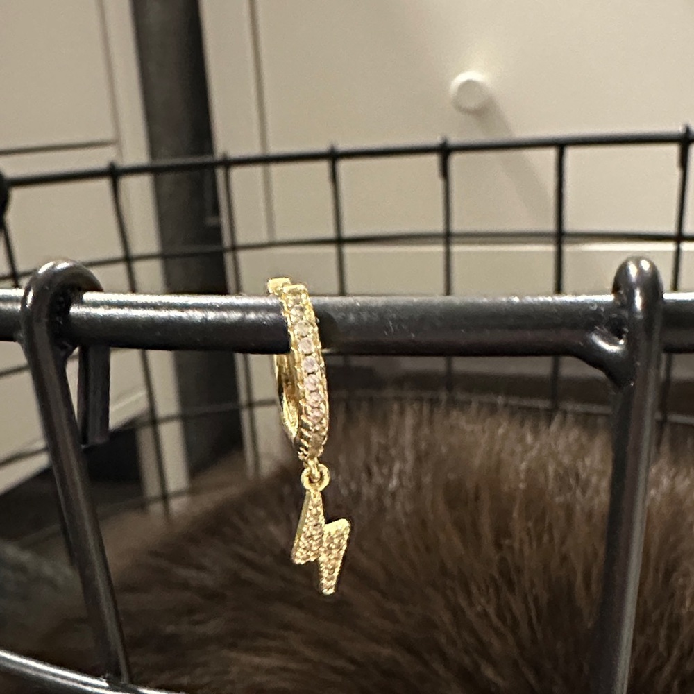 Gold Lightning Bolt Hoop Earring